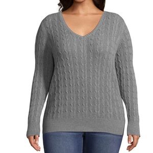 St. John’s Bay V-Neck Cable Knit Sweater NWT 3X